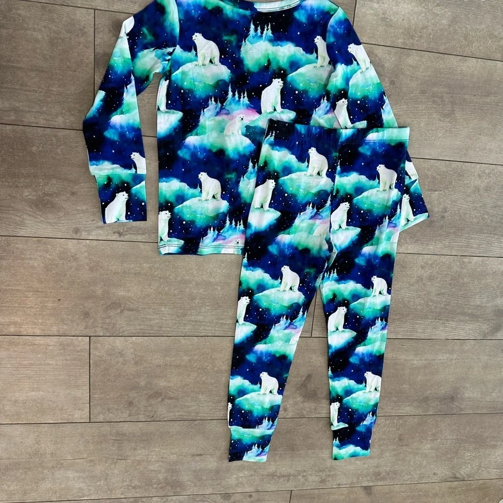 New Little Snuggles Bamboo Winter Polar Bear Bamboo Pajamas Set 3T Toddler